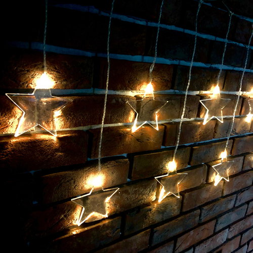Vianočné osvetlenie, LED hviezdičky 8ks,  1,1 x 0,5m,WW