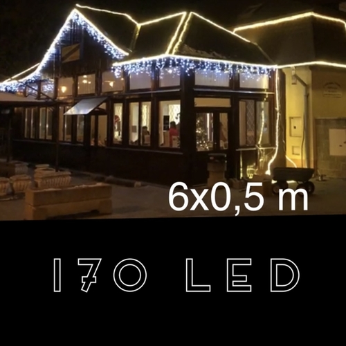  LED svetelné cencúle, 6x0,5m,W