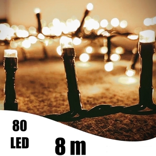 Vianočná LED reťaz - 8m, 80 LED, WW