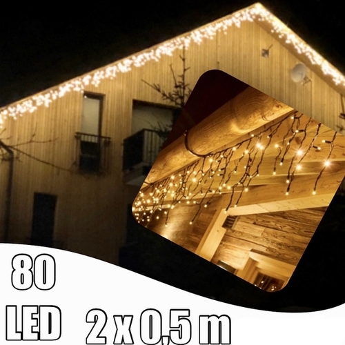 LED, Vianočné osvetlenie - svetelné cencúle, 2x0,5m, WW 